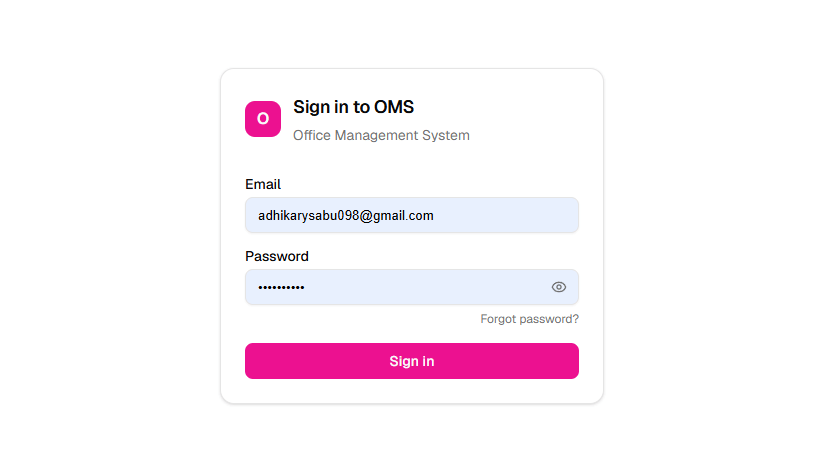 Office Management System interface screenshot