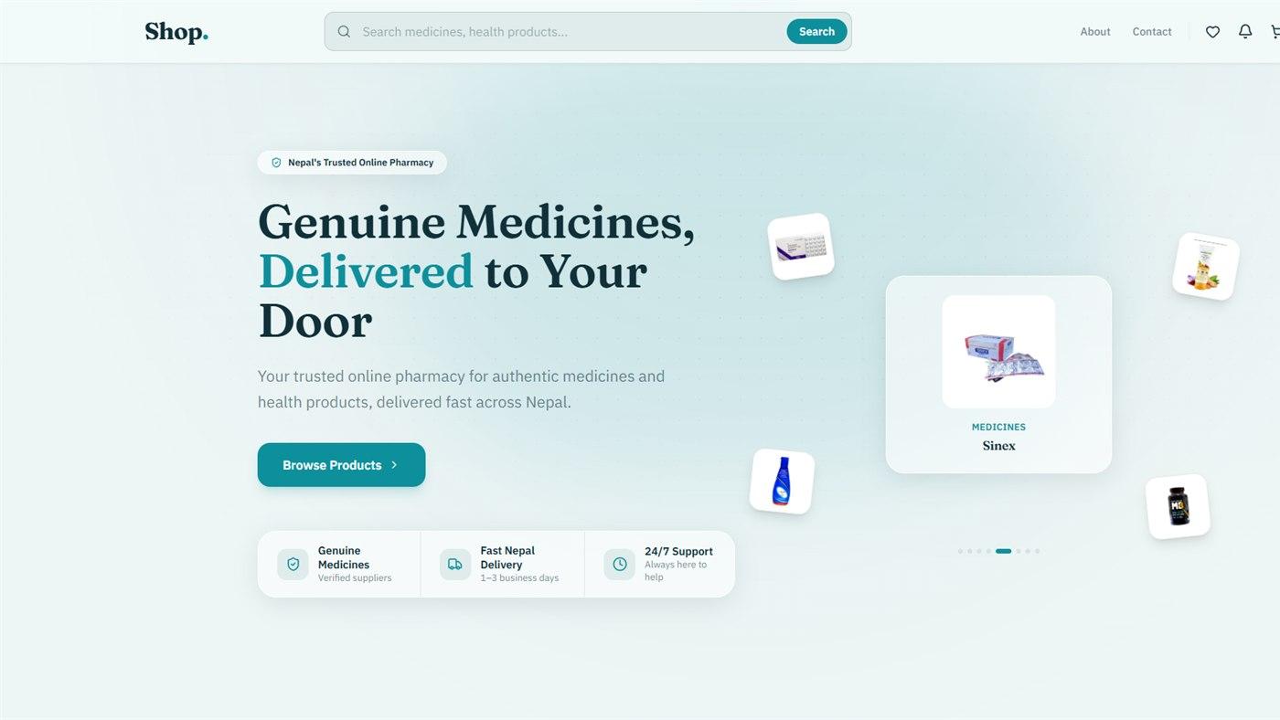 Online Pharmacy interface screenshot