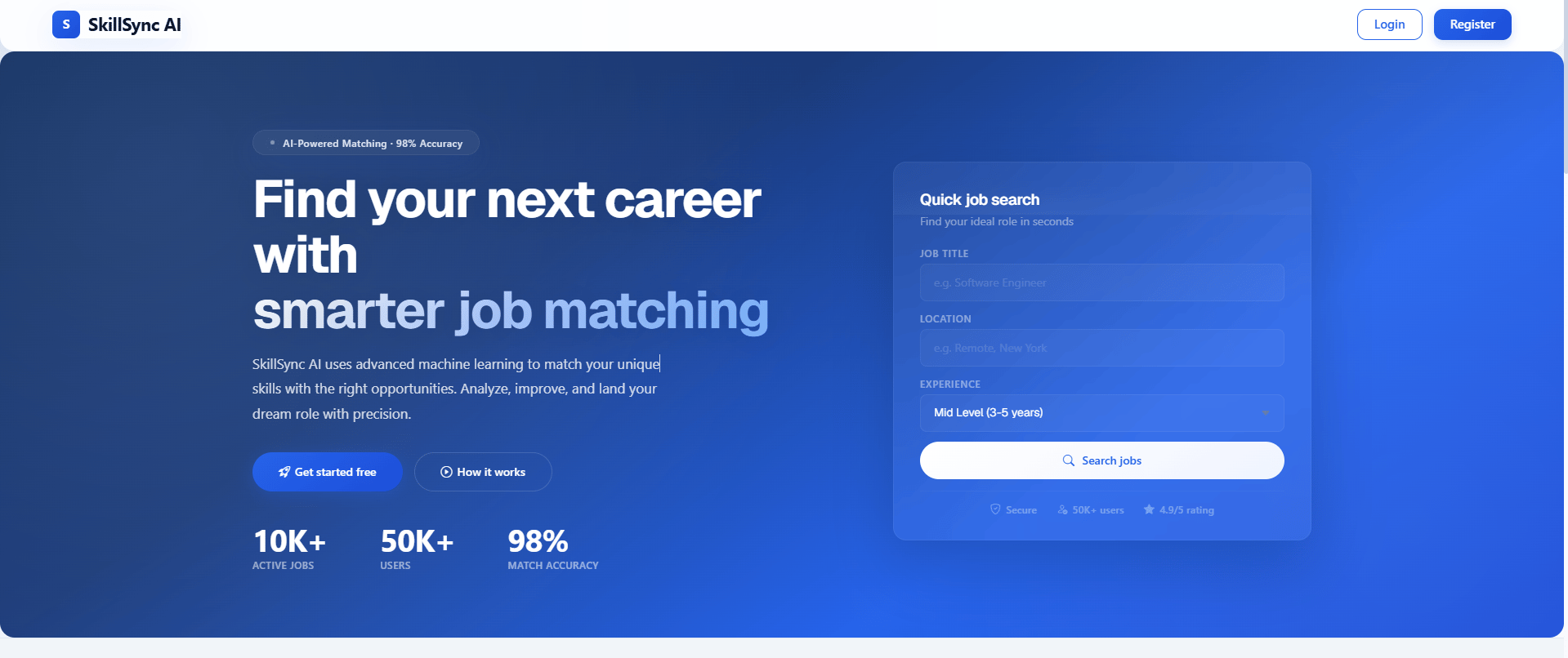 SkillSync AI interface screenshot